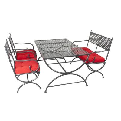 China Eco-freindly Wrought Iron Outdoor Garden Sofa Set With Cushion for sale