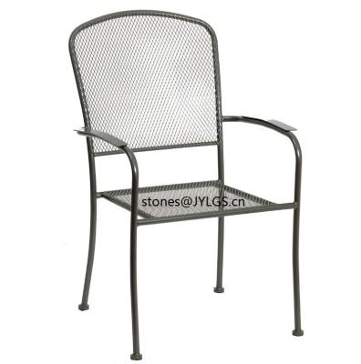 China UV-Resistant Wrought Iron Outdoor Patio Furniture Garden Patio Stacking Chair Metal Mesh for sale