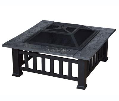 China 81 Cm Steel Stored Outdoor Square Patio Fire Pit With Cover for sale