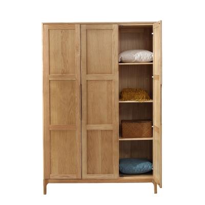 China Modern Simplicity Solid Wood Oak Cabin Three-Door Peninsular Wardrobe for sale