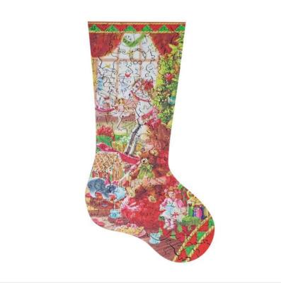 China Newest New Design Eco-friendly Festival Gift Novelty Puzzle Toys Kids Christmas Socks Puzzle for sale