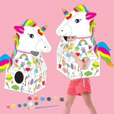 China Diy Unicorn Model Children's Cosplay Use Assembled Puzzle Graffiti Painting Toys for sale