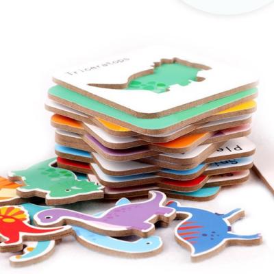 China Kindergarten Educational Wooden Baby Wooden Box Iron Jigsaw Animal Toy Kids Creative Sea Dinosaur Early Education Cartoon Puzzle for sale