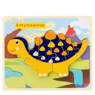 China Educational Dinosaur Toy Assemble Alphabet and Cartoon Wooden Jigsaw Game Model Digital Brain Teaser Toys for Toddler Kids for sale