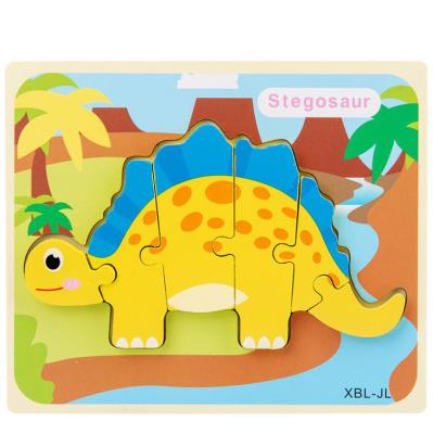 China Toy Puzzle Toy Early Education Educational 12 Types Dinosaur Plywood Wooden Puzzles For Sale for sale