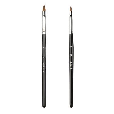 China 100% Professional NAIL #2 #4 #6 3D Sand Brushes Art Brush Kolinsky Acrylic Black Wooden Brush Nail Handle Pair unas acril kolinsky for sale