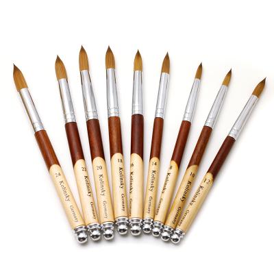 China Pinceles Kolinsky Custom Nail Brush Nail Pen Logo Nail Art Brush Spliced ​​Natural Wood Nail Brush Two Color Round Post Head Cut Out for sale