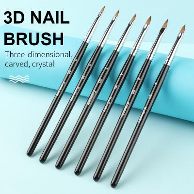 China NAIL 100% Pure Acrylic Sand Sand Handle High Quality Customized 3D Nail Brush Gel Kolinsky UV Brush for sale