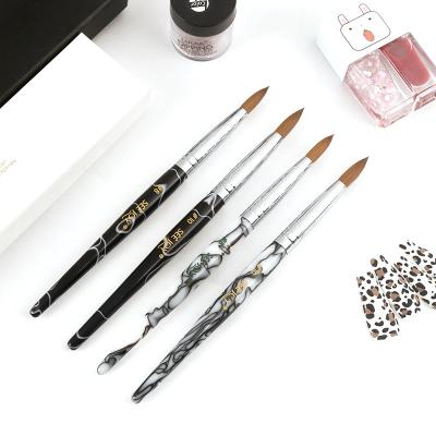 China 100% Custom Acrylic Kolinsky Kolinsky Nail Brush OEM Kolinsky Germany Logo Size 8 Handle Black Marble Kolinsky Nail Brush 10 12 14 16 18 for sale