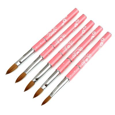 China Kolinsky Pinceles Nail Brush 100% Pure Kolinsky Nail Brush Pink Handle 2021 New Art Design Nails High Quality Shiny Heart Kollinsky Drill Brush for sale