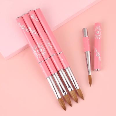 China Kolinsky Pinceles Nail Brush New Design Wholesale 2021 Metal Handle Metal Sakura Pink Acrylic Nail Brush Seller kolinsky for sale