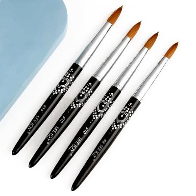 China Calidad 2021 Hot Selling Kolinski 100 Kolinsky Nail Brush Amazon Handle Brush Pincel Acrylic Kolinsky 100% Pure Black Kolinsky Nail for sale