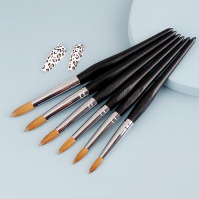 China Kolinsky Pinceles Nail Brush Six Kolinsky Custom Logos 8 Angles Nail Art Brush High Quality 100% Black Handle 10 12 14 16 18 Nail Brush Kolinky Acrylic for sale