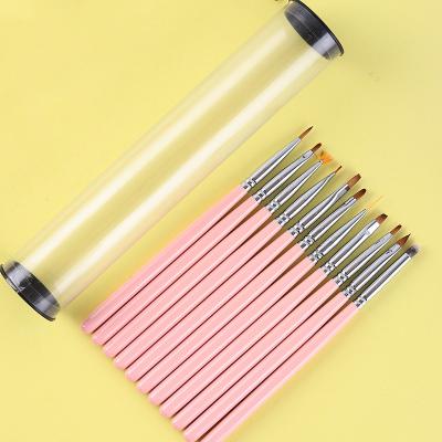 China Hot Selling Custom Professional Nylon Pink Nylon Cute Nail Art Brush 11pcs Nail Art Brush Handle Nail Art Brush Kolinsky Brushes Nail Brush for sale