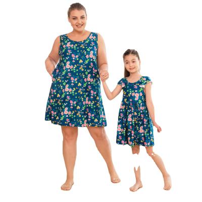 China 2021 Wholesale Women Girls Super Soft Stretch Sleeveless Anti-Static High Quality Kids Dress Printed Pirouette Party Casual Wear Clothing for sale