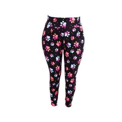 China wholesale High Quality Custom Colorful Paw Prints Black Joggers Pants New Fashion Anti-Wrinkle 2021 Women Gaiters Super Soft Elastic Waist for sale