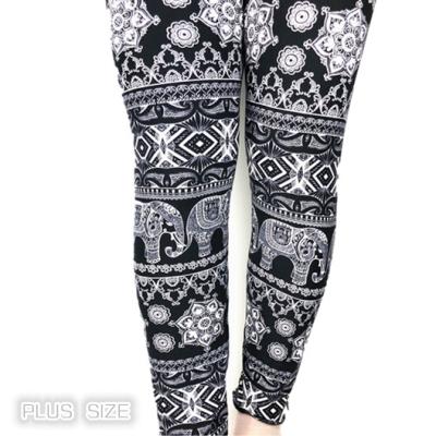 China Holiday Super Soft Antibacterial Plus Size Elephants Prints Leggings For Women for sale