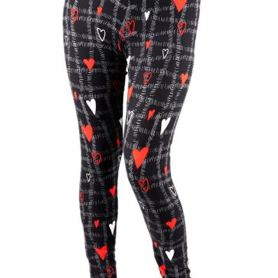 China Antibacterial Waist Yoga Tall Curvy Strip High Grids Red Hearts Love Valentines Day Women Leggings Wholesale for sale