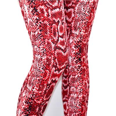 China New Antibacterial Wholesale Women 92/8 High Quality Polyester Spandex Red Snake Skin Design Gaiters for sale