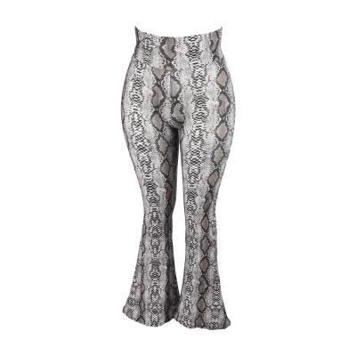 China Anti-Wrinkle Boot Cut Prints Digital Brushed Leg Salon Snakeskin Bell Leg Stretch Tight Super Soft Four Way Gaiters Women Bottom Wide Leg Pants for sale