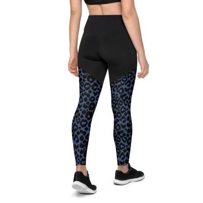 China 230gsm Unique Antibacterial Super Buttery Blue Leopards Print Animal Ultra Soft Fashion Women Fitness Tights Leggings for sale