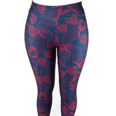 China Antibacterial High Waist Plus Size Lady 190g Thick Quality Super Soft Custom Made Digital Love Angels Navy Blue Color Leggings Wholesale for sale