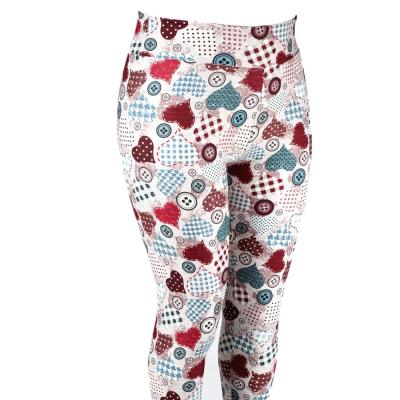 China High Quality Antibacterial Super Soft Digital Printing 190g Plus Size Khaki Color Plaids Hearts Print Fashion Lady Leggings Wholesale for sale