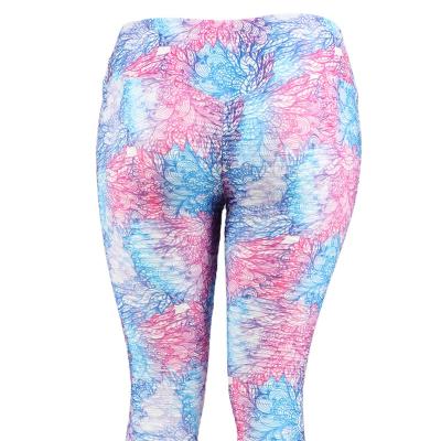 China The 2021 crack workouts! crack! Breathable Textured Yoga Pants Anti Cellulite Ruched Butt Tights Bohemia Flowers Rainbow Tie Dye Lifting Leggings for sale