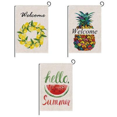 China Double Side Yard Flag Garden Holiday Themes Decoration Summer Festival and Welcome Hanging Home Flags Seasonal Burlap Hello Banner NEW for sale