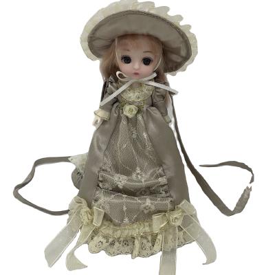 China Cartoon Toy MOBILE DOLL WITH SATCHEL BAG 6 INCH WITH ANTIQUE STYLE SKIRT for sale