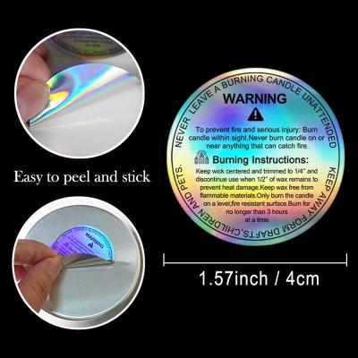 China Laser Waterproof Sticker Label Printing Waterproof Candle Warning Sticker Around Sealing Sticker for sale