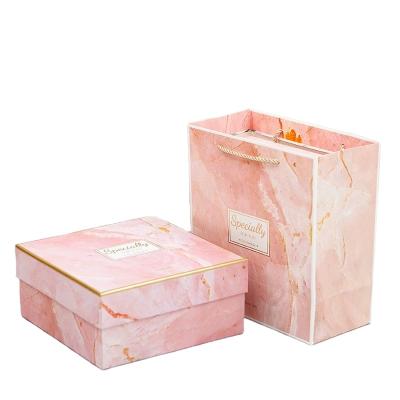 China Exquisite Recyclable Square Marble Gift Box Hand Ins Wind Gift Box Birthday Gift Packaging Box Large for sale