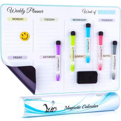 China Eco-friengly Magnetic Dry Erase Weekly Planner Monthly Calendar Set for Fridge Magnetic Drawing Board for sale