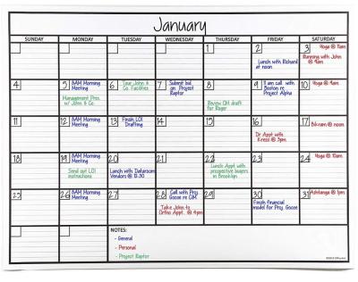 China Cardboard X Large Dry Erase Monthly Laminated Whiteboard Calendar, 36