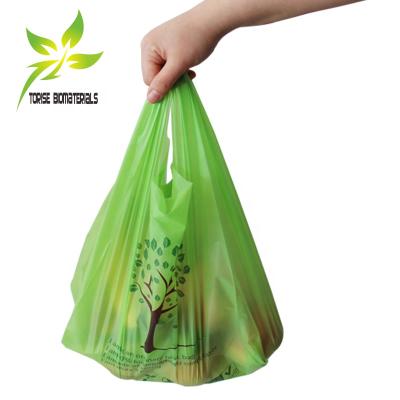 China Fleixble Packaging Green Shopping T Shirt Bag Biodegradable Compostable Plastic For Supermarket for sale