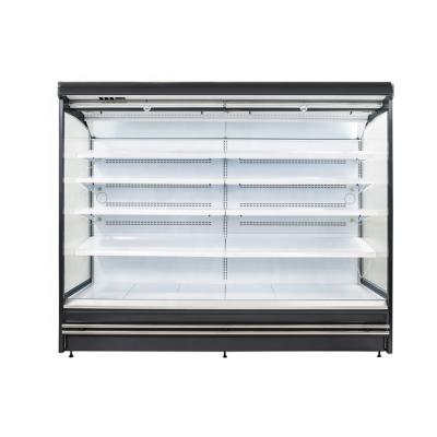 China Single-temperature Supermarket Front Air Curtain Chiller Refrigerating Drinks Yogurt Open Display Cabinet for sale