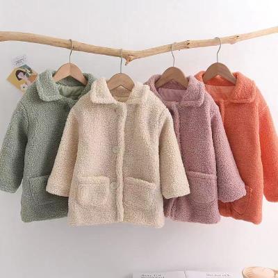 China Viable Girls Shear Winter Warm Outerwear 2-7 Years New Fashion Kids Autumn Solid Coats Children Winter Soft Clothing Coats for sale