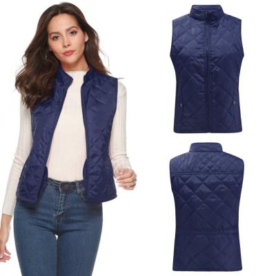 China Autumn Breathable New Stand Collar Light Weight Down Zipper Quilted Sleeveless Vest Padded Vest For Women for sale