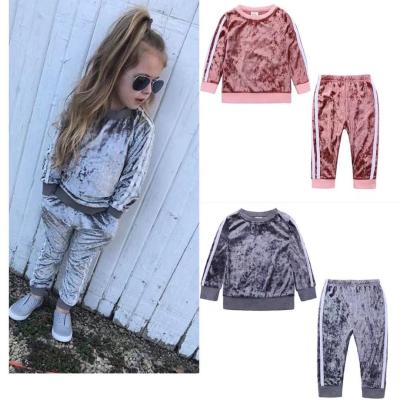 China Wholesale Casual Toddler Boy Girl Clothes Sets Sports Outfits Pleuche Velvet Warm Clothing 2pcs For Autumn Baby Girls Boys Stripped Costume for sale