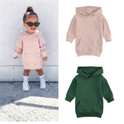 China Breathable Custom Girl Clothes Autumn Toddler Pink Sweatshirts Hooded Hoodie Dresses Baby White Infant Sweatshirt for sale