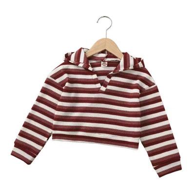 China Toddler Breathable Stripe Kids Sweatshirt Hooded Autumn Tops Jacket Coat Girls Pullover Sweater Crop Hoodie for sale