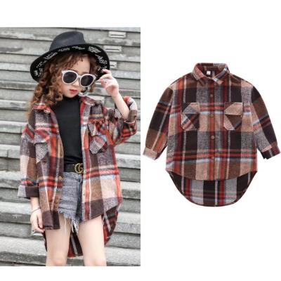 China Autumn Spring Plaid Cotton Dobby QUICK DRY checked long sleeve swept print long shirts girls fall shirts for sale