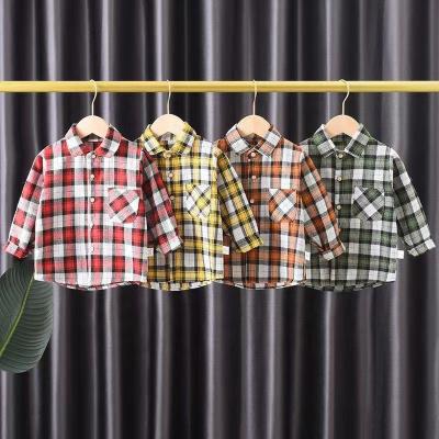 China Anti-pilling Children Clothes Designer Vintage Spring Autumn Cotton Long Sleeve Customized Kids Plaid Shirt Boy's Flannel Shirts for sale