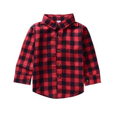 China Breathable Toddler Girl Boys White Cotton Flannel Autumn Bent Grass Long Sleeve Letter PRINT Kids Plaid Shirt for sale