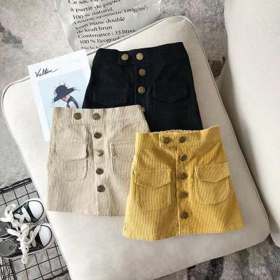 China Autumn And Winter Girls Sweet Pocket Corduroy Skirt Wrap Breathable Hip Dresses Short Skirt for sale