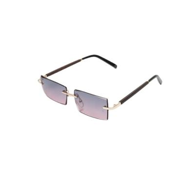 China Fashion Sunglasses Italy Small Frame Mirrored Gradient Polazied Square Clear Light Silver Wood Shades Sun Glass Rimless Sunglasses for sale