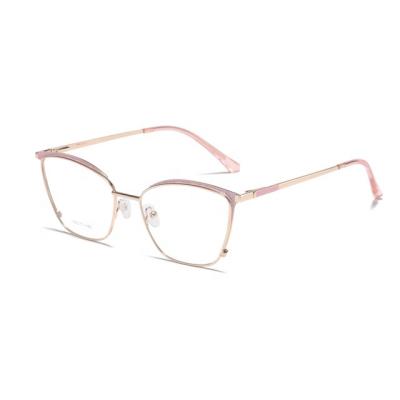 China Anti Ray Optical Glasses Designer Shiny Glass Women Eyewear Blue Metal Eye Sights Light Up Square Frame Anti Blue Glasses for sale