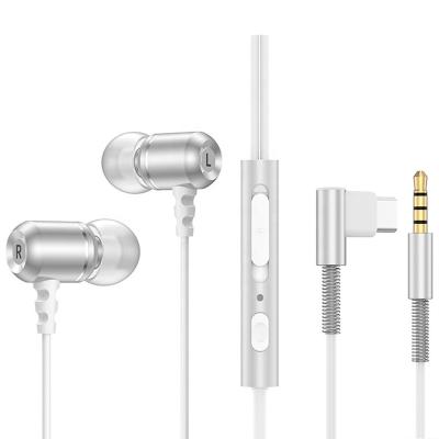 China Sustainable 3.5MM Type C Wired In Ear Headphones Comfortable Earbuds Stereo Surround Sound Earphones With Microphone for sale