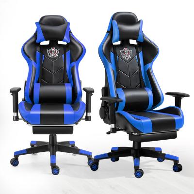 China (Height)Adjustable Cool Blue E-sports Chair Lift Armrests Racing Rocker Gaming Chair for sale