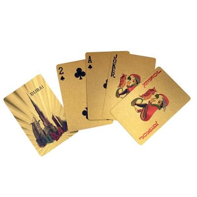 China Gold Foil Dubai Theme Gold Foil Playing Cards Gold Plated Plastic Card Can Custom Any Design for sale